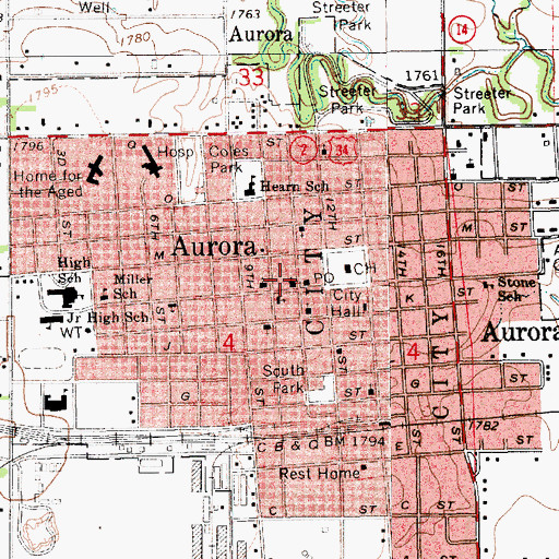 Topographic Map of First Christian Church, NE