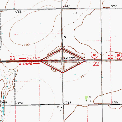 Topographic Map of Interchange 338, NE