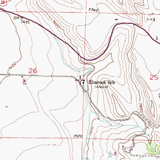 Topographic Map of Rimrock School, CO