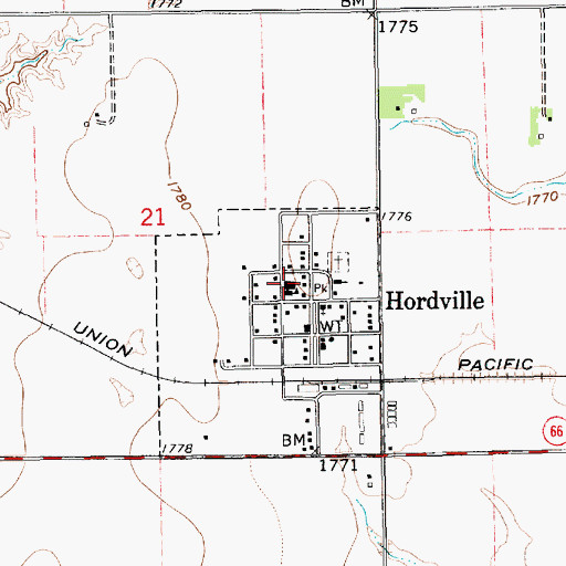 Topographic Map of Polk-Hordville Middle School, NE
