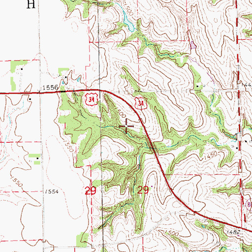 Topographic Map of Bur Oak State Wildlife Management Area, NE