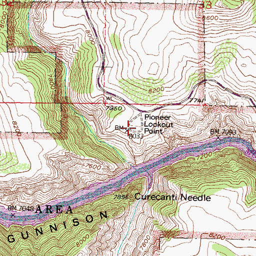 Topographic Map of Pioneer Lookout Point, CO