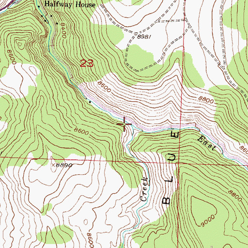 Topographic Map of East Fork Little Blue Creek, CO