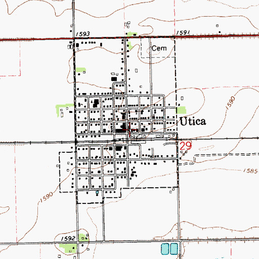 Topographic Map of Farmers Cooperative Business Association Elevator, NE