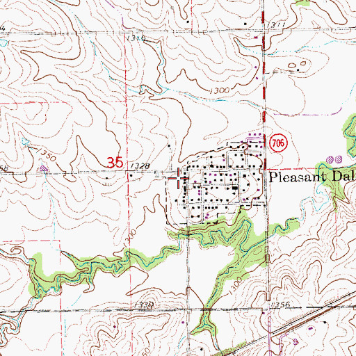 Topographic Map of Pleasant Dale Volunteer Fire Department, NE
