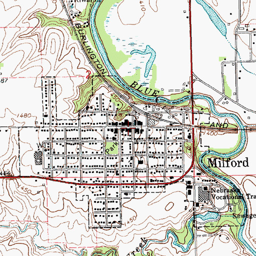 Topographic Map of Milford Police Department, NE