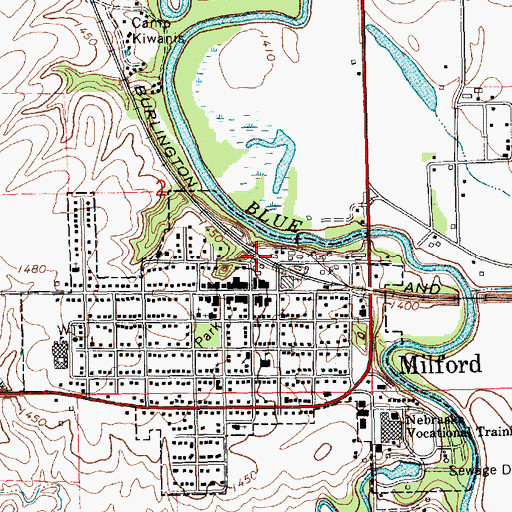 Topographic Map of Milford, NE