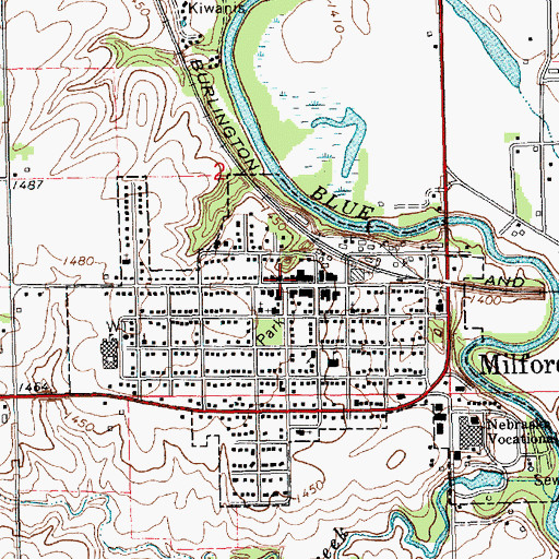 Topographic Map of Milford Post Office, NE