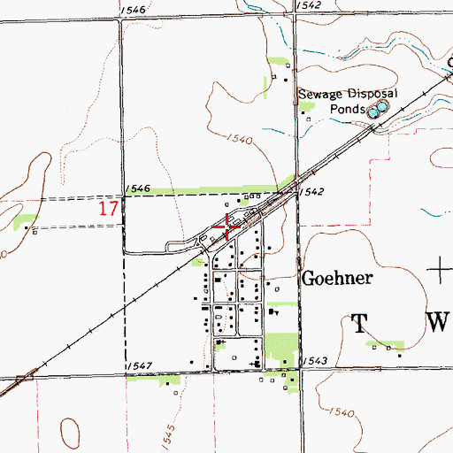 Topographic Map of Goehner (historical), NE