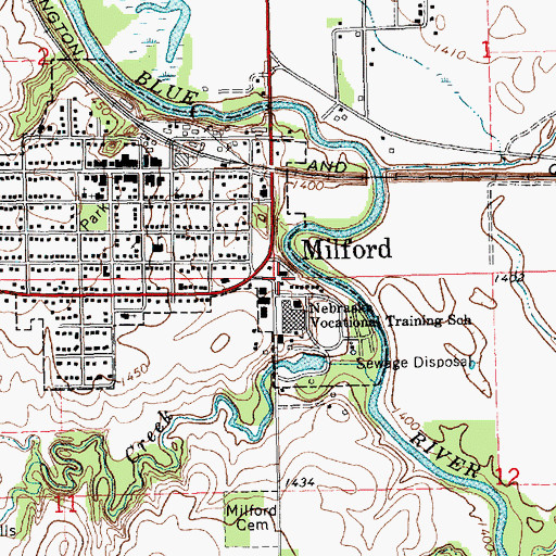 Topographic Map of Welsh Center Gymnasium and Student Center, NE