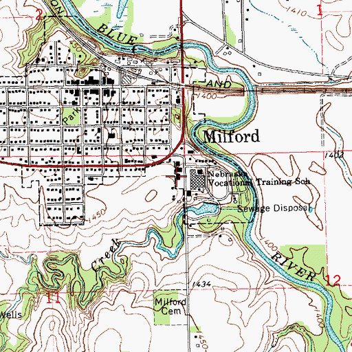 Topographic Map of Nebraska Hall, NE