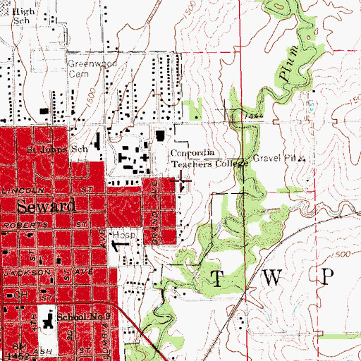 Topographic Map of Philip Hall, NE