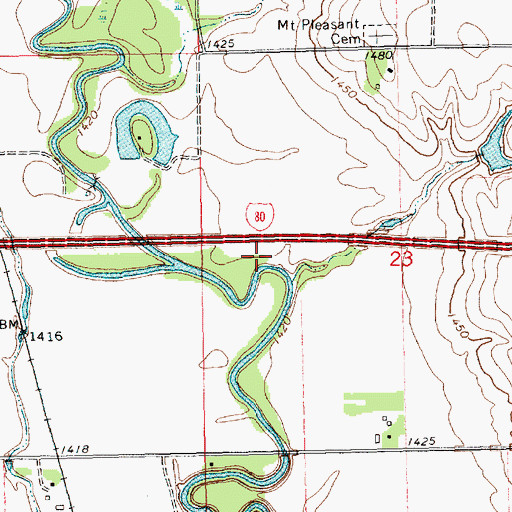 Topographic Map of Big Blue River Historical Marker, NE
