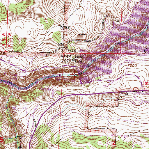 Topographic Map of Blue Mesa Dam, CO