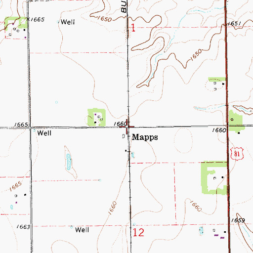 Topographic Map of Mapps (historical), NE