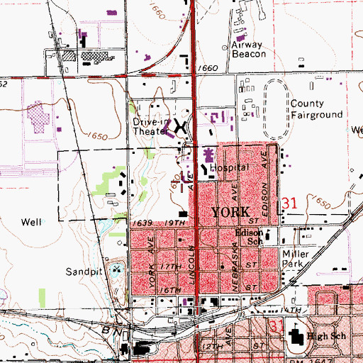 Topographic Map of York Medical Clinic, NE