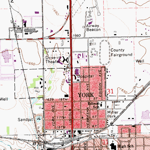 Topographic Map of York General Hospital, NE