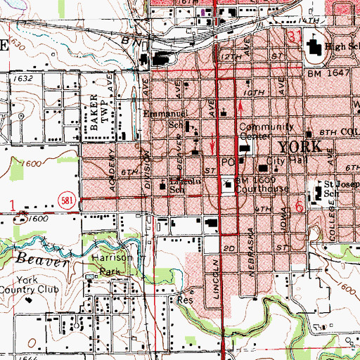 Topographic Map of York Vision Clinic, NE