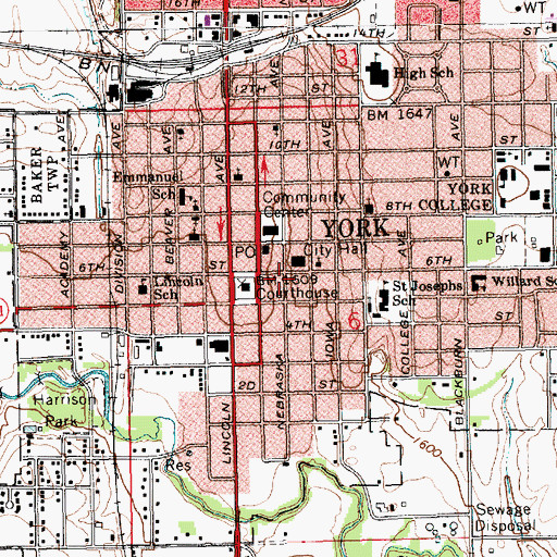 Topographic Map of D N Witte Family Vision Care, NE