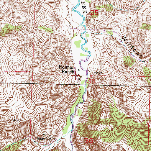 Topographic Map of Holman Ranch, CO