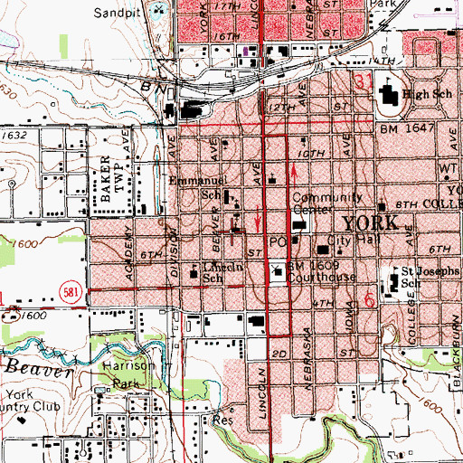 Topographic Map of Baptist Congregational Church, NE