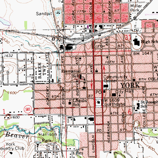 Topographic Map of Emmanuel Lutheran Church, NE
