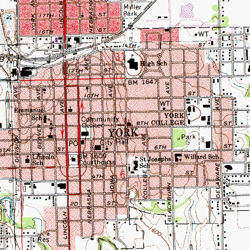 Topographic Map of East Avenue United Methodist Church, NE