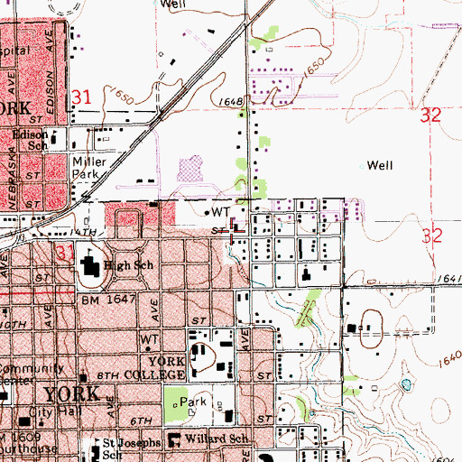 Topographic Map of First Evangelical Lutheran Church, NE