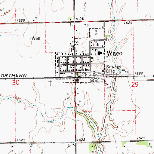 Topographic Map of Waco, NE