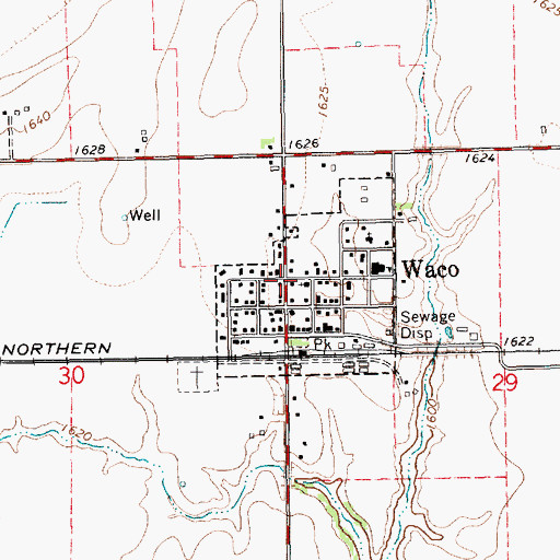 Topographic Map of Waco Golf Course, NE