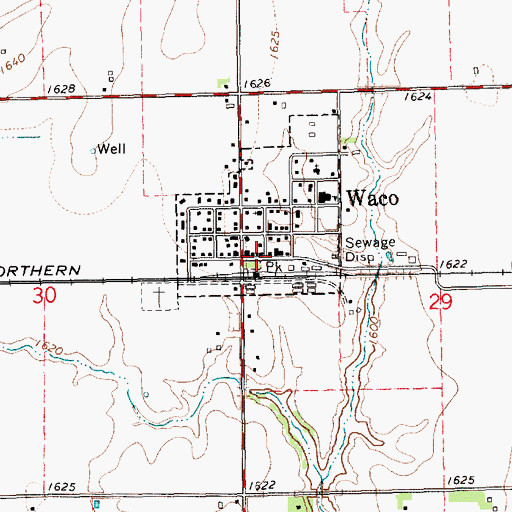 Topographic Map of Waco Post Office, NE