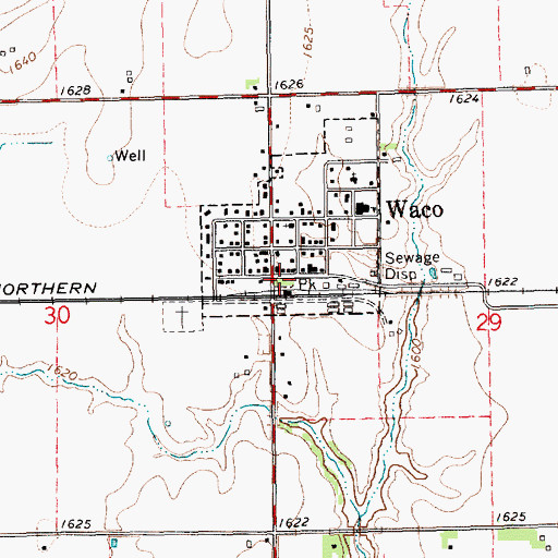 Topographic Map of Waco Municipal Park, NE
