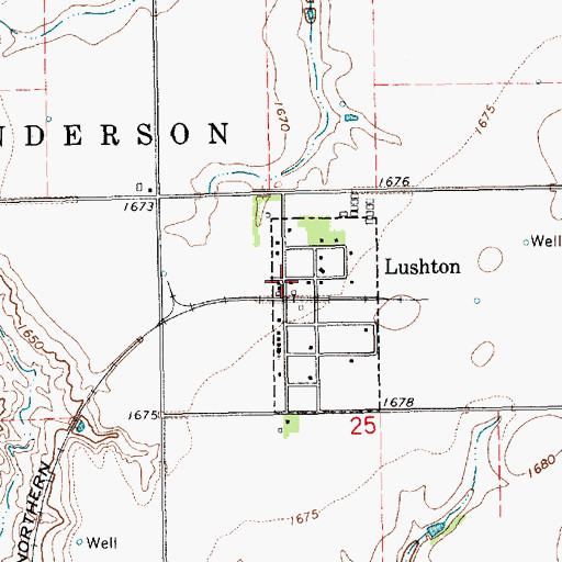 Topographic Map of Lushton (historical), NE