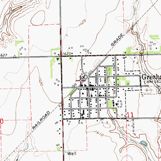 Topographic Map of Gresham (historical), NE
