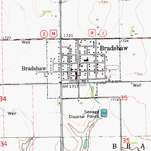 Topographic Map of Bradshaw Post Office, NE