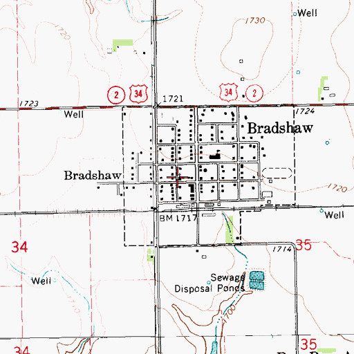 Topographic Map of Bradshaw United Methodist Church, NE