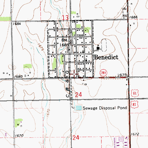 Topographic Map of Benedict Volunteer Fire Department, NE
