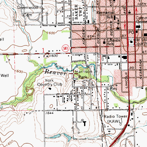 Topographic Map of York-Harrison Park Trails, NE