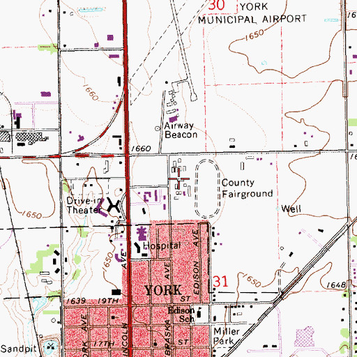 Topographic Map of York County Fairgrounds, NE