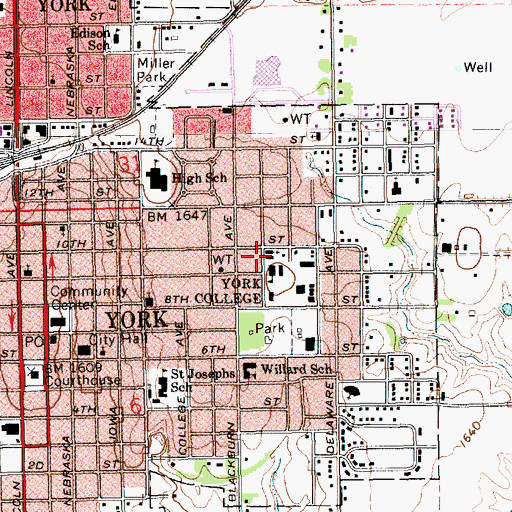 Topographic Map of Thomas Hall, NE