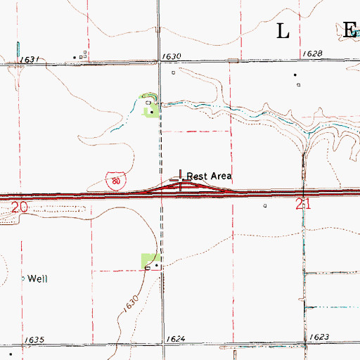 Topographic Map of York Rest Area - Westbound, NE