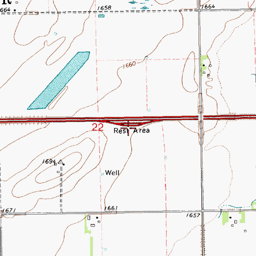 Topographic Map of York Rest Area - Eastbound, NE
