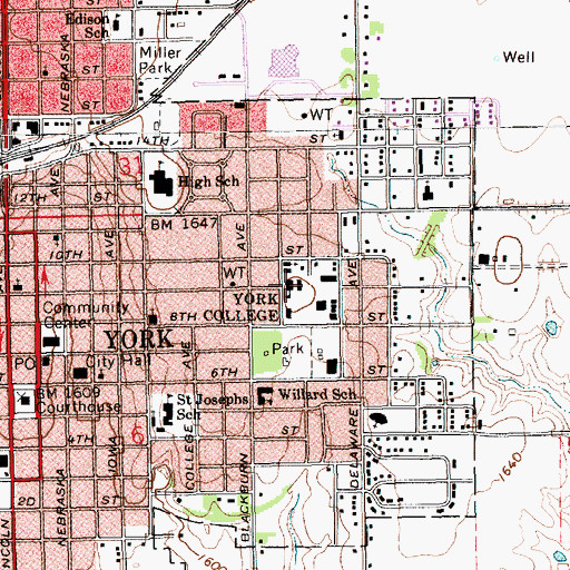 Topographic Map of Middlebrook Hall, NE