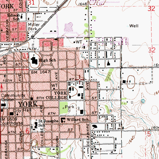 Topographic Map of Freeman Physical Education Center, NE