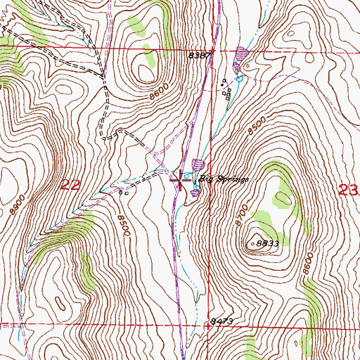 Topographic Map of Big Springs, CO