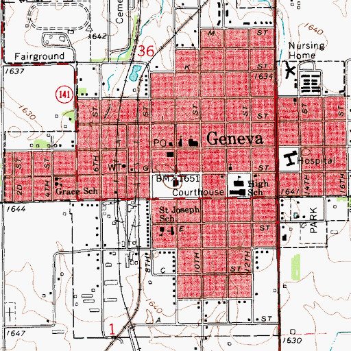 Topographic Map of Fillmore County Sheriffs Dept, NE