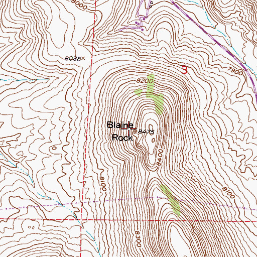Topographic Map of Blaine Rock, CO
