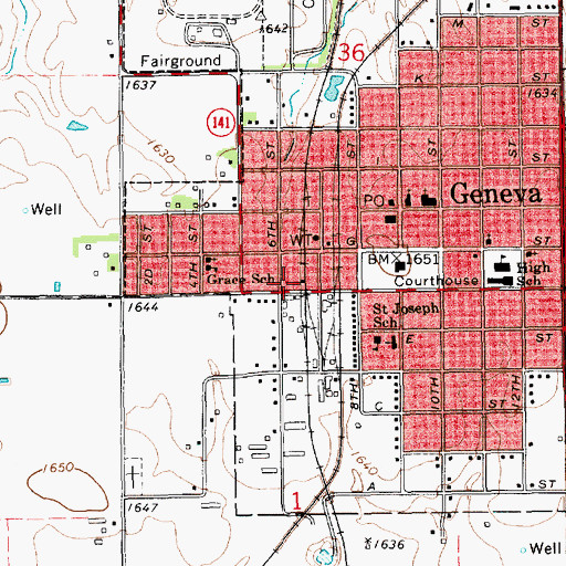 Topographic Map of Geneva Milling Company - North Elevator, NE