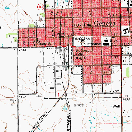 Topographic Map of Geneva Milling Company Elevator, NE