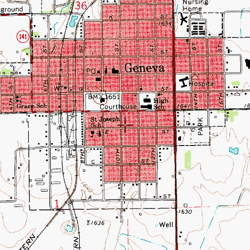 Topographic Map of Geneva Police Department, NE